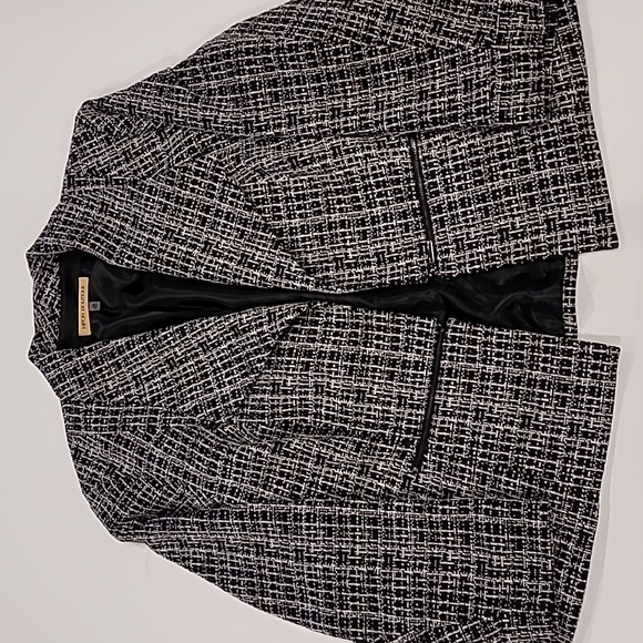 Nipon Boutique Tweed Open Front Modern Jacket Black Cream 18W - Picture 5 of 15